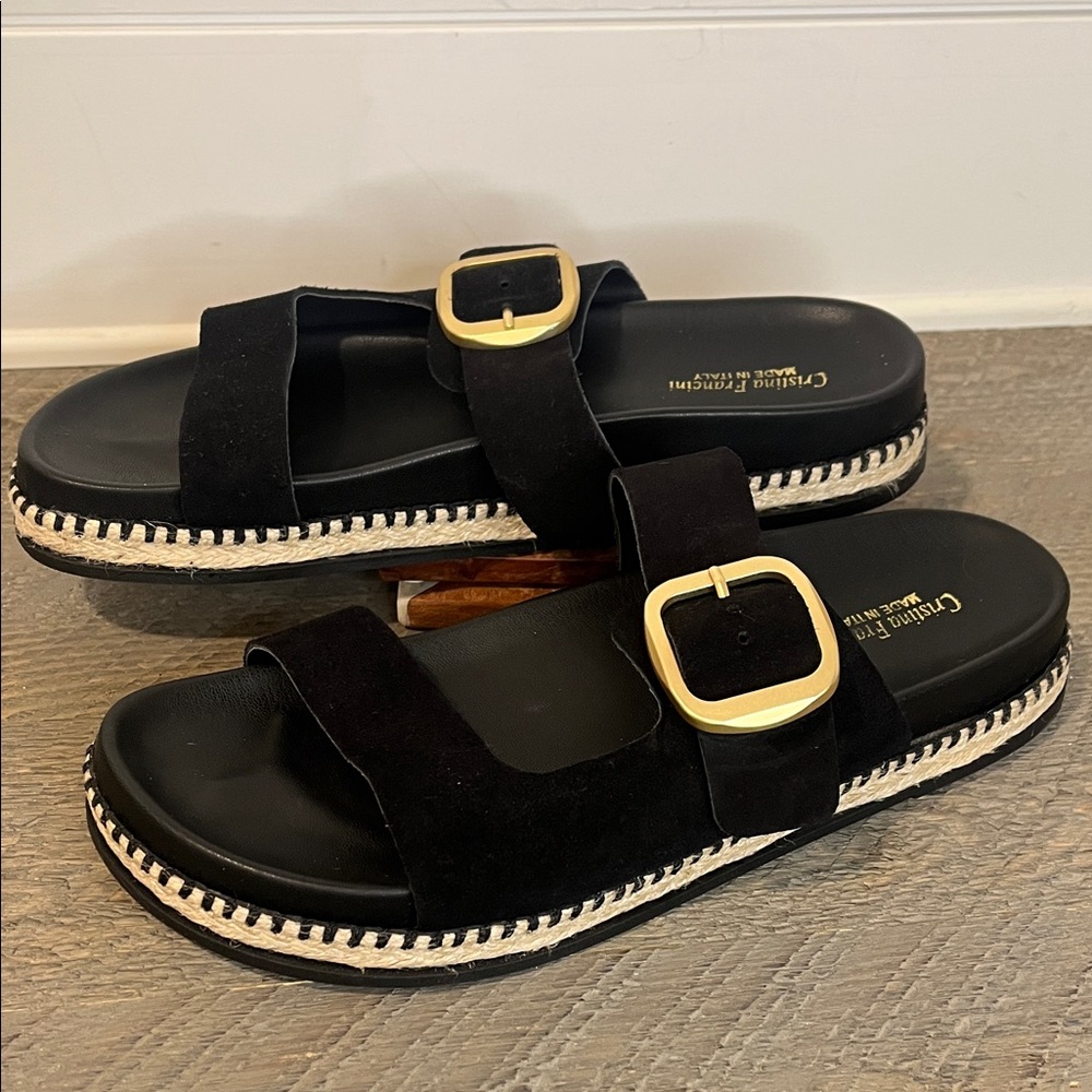 Cristina Francini Black Sandals - Size 9.5 - Picture 2 of 5